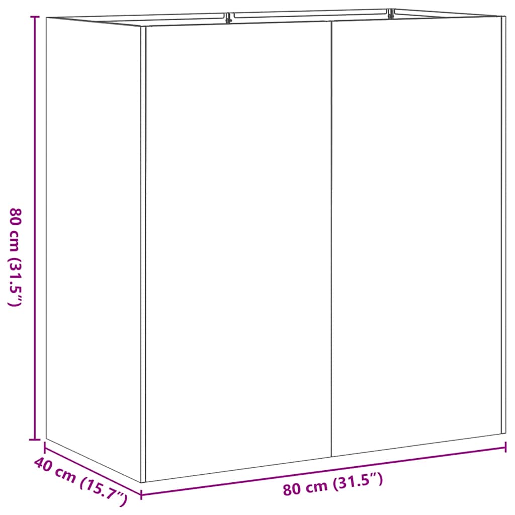 Fioriera Nera 80x40x80 cm in Acciaio Laminato a Freddo
