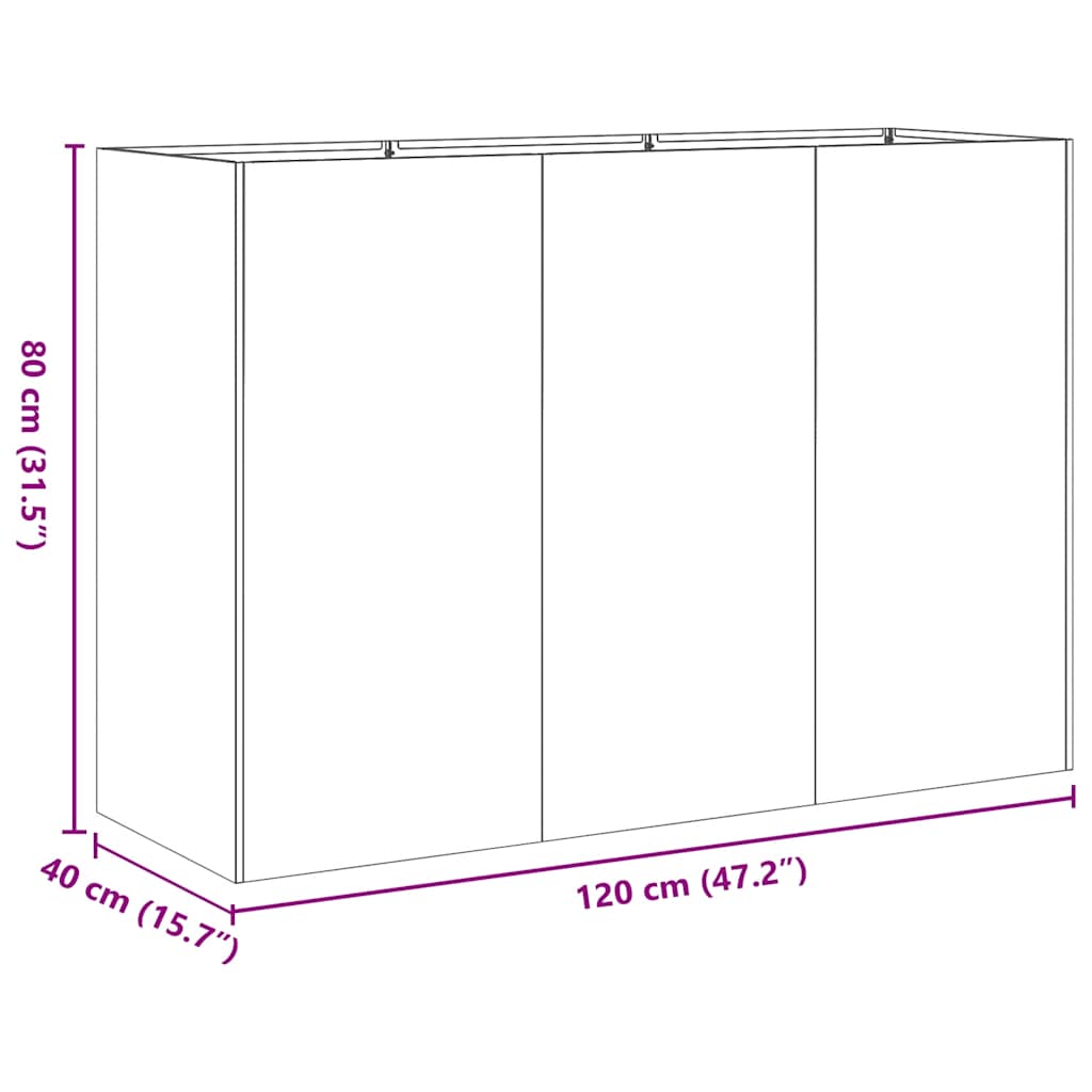 Fioriera Verde Oliva 120x40x80 cm in Acciaio Laminato a Freddo | homemem39
