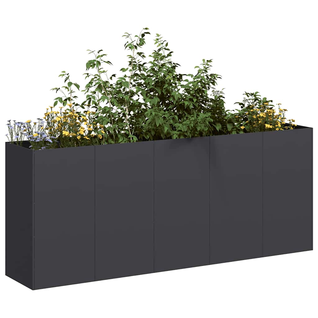 Fioriera Nera 200x40x80 cm in Acciaio Laminato a Freddo - homemem39