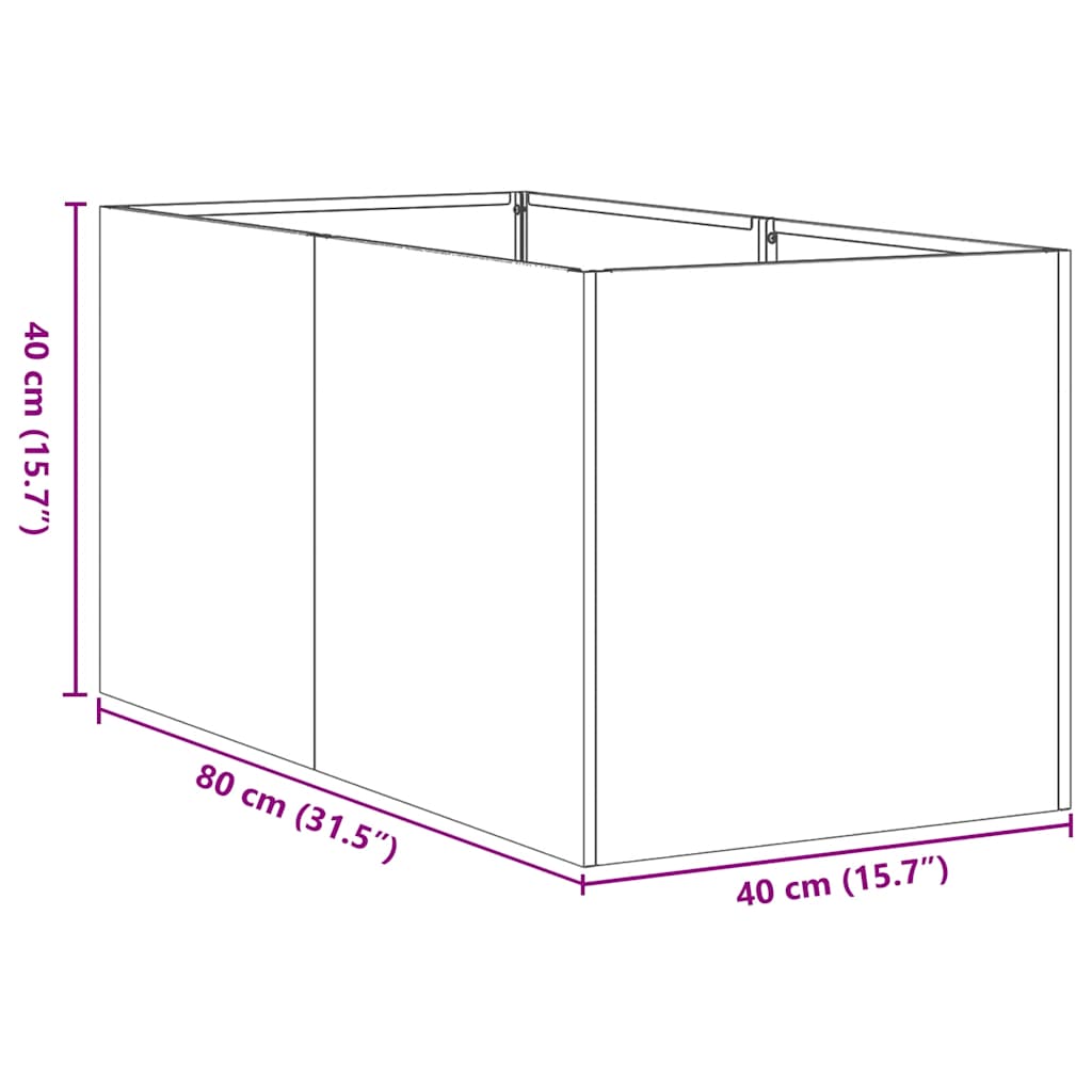 Fioriera Arrugginita 40x80x40 cm in Acciaio Corten | homemem39