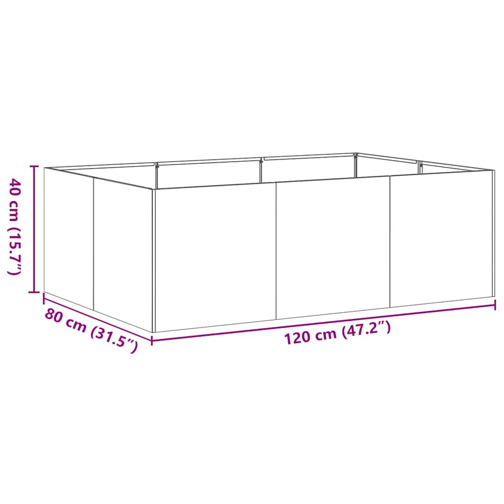 Fioriera Nera 120x80x40 cm in Acciaio - homemem39