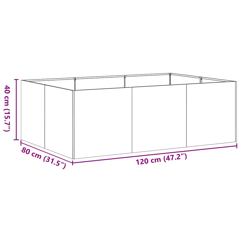 Fioriera Antracite 120x80x40 cm in Acciaio | homemem39