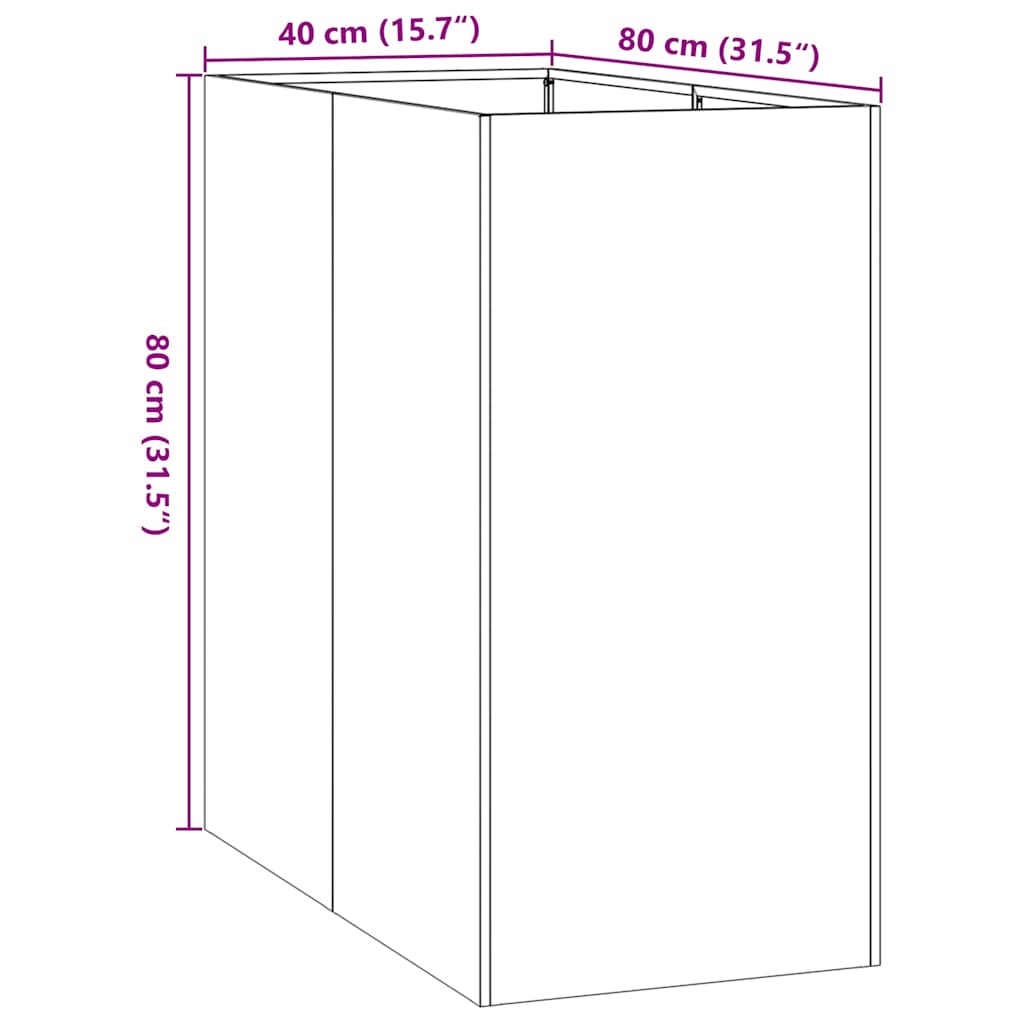 Fioriera 40x80x80 cm in Acciaio Zincato