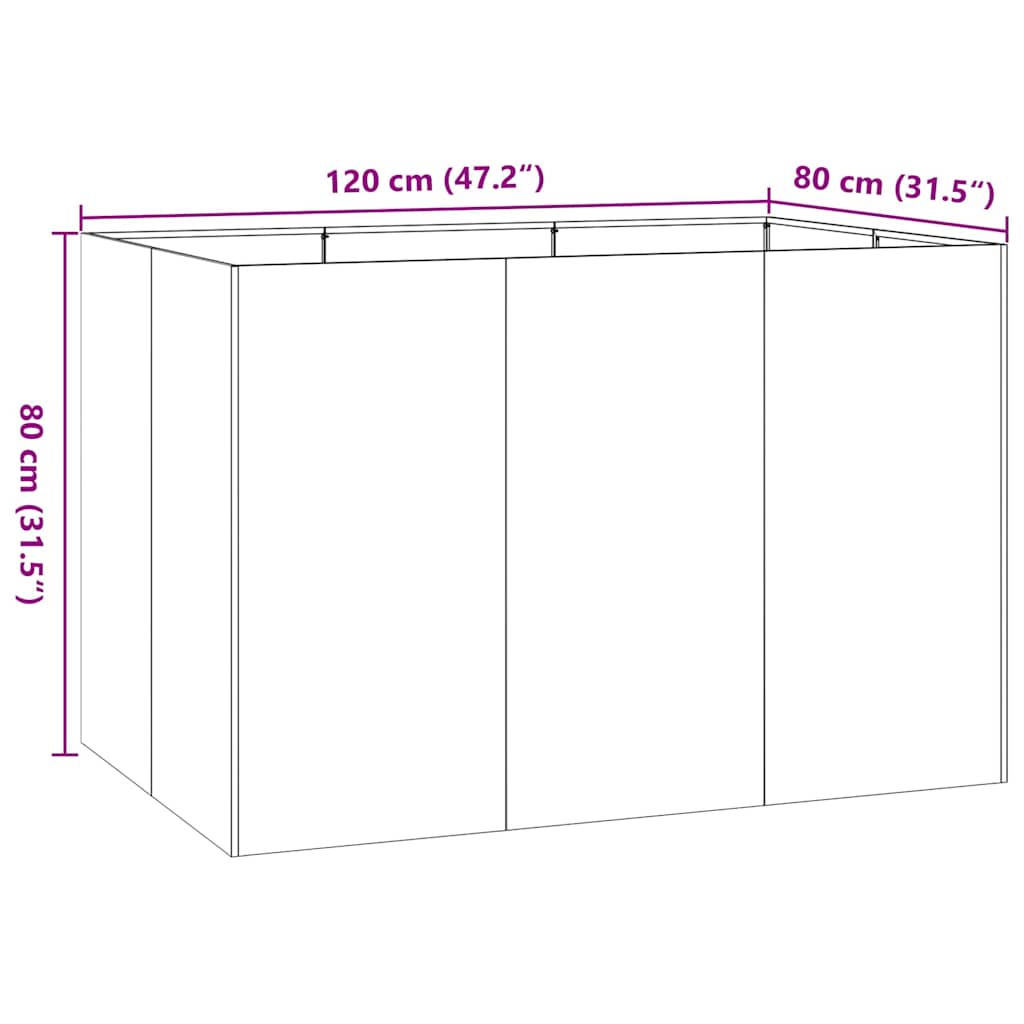 Fioriera Verde Oliva 120x80x80 cm in Acciaio | homemem39