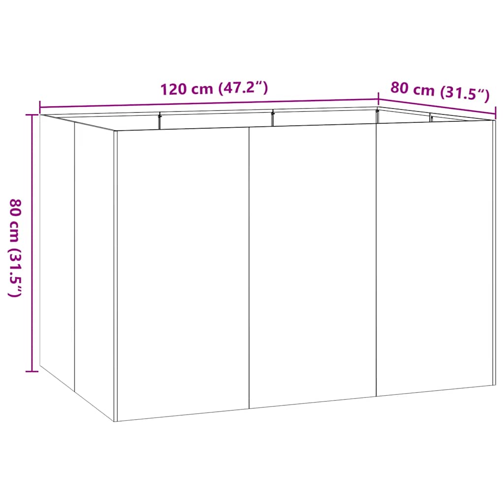 Fioriera 120x80x80 cm in Acciaio Zincato | homemem39
