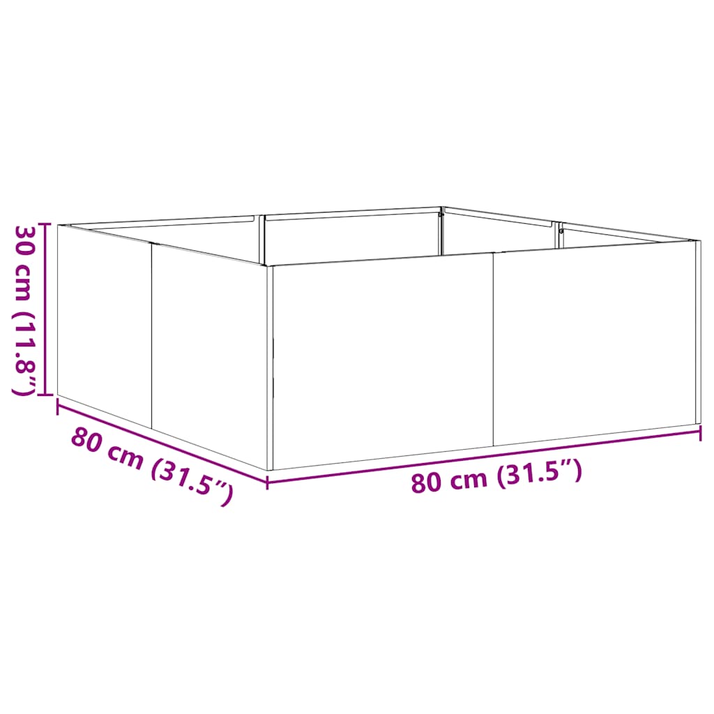 Fioriera Verde Oliva 80x80x30 cm in Acciaio | homemem39