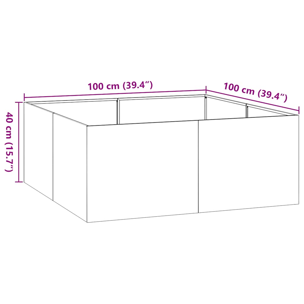 Fioriera 100x100x40 cm in Acciaio Inox - homemem39