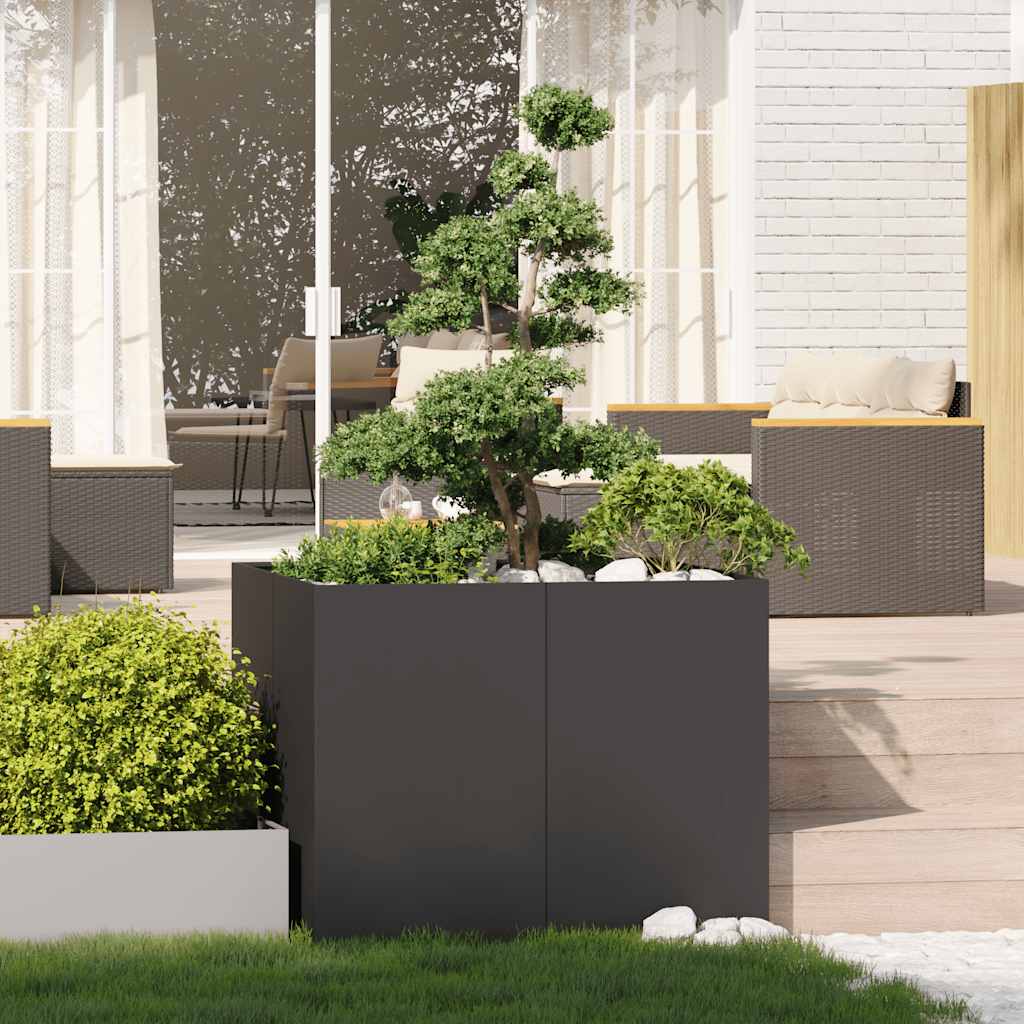 Fioriera Nera 100x100x80 cm in Acciaio - homemem39