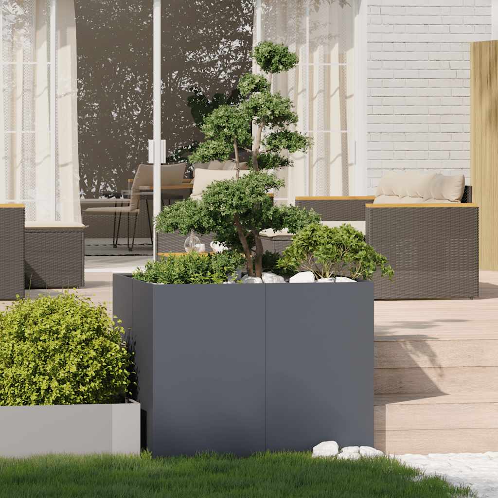 Fioriera Antracite 100x100x80 cm in Acciaio - homemem39