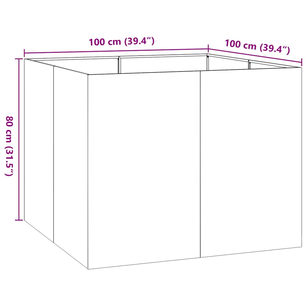 Fioriera Antracite 100x100x80 cm in Acciaio - homemem39