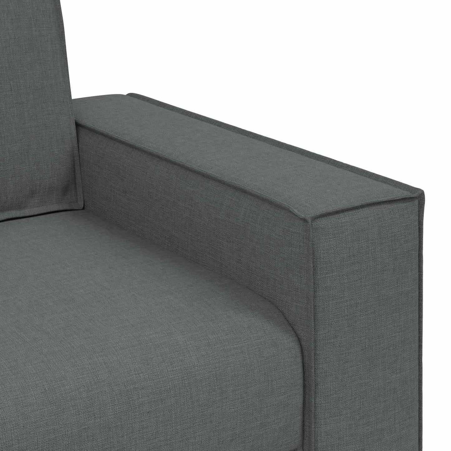 Divano 3 pz Grigio scuro Tessuto misto lino