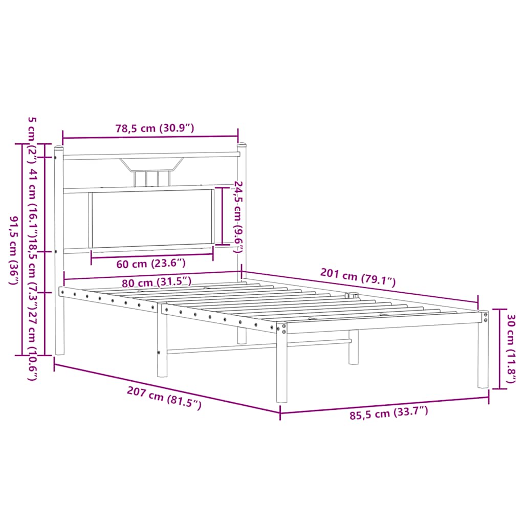 Giroletto senza Materasso Rovere Sonoma 80x200 cm in Truciolato | homemem39