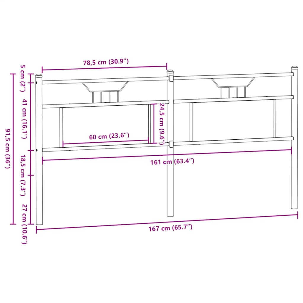 Testiera di Ricambio Rovere Sonoma 160 cm in Legno Multistrato e Acciaio | homemem39
