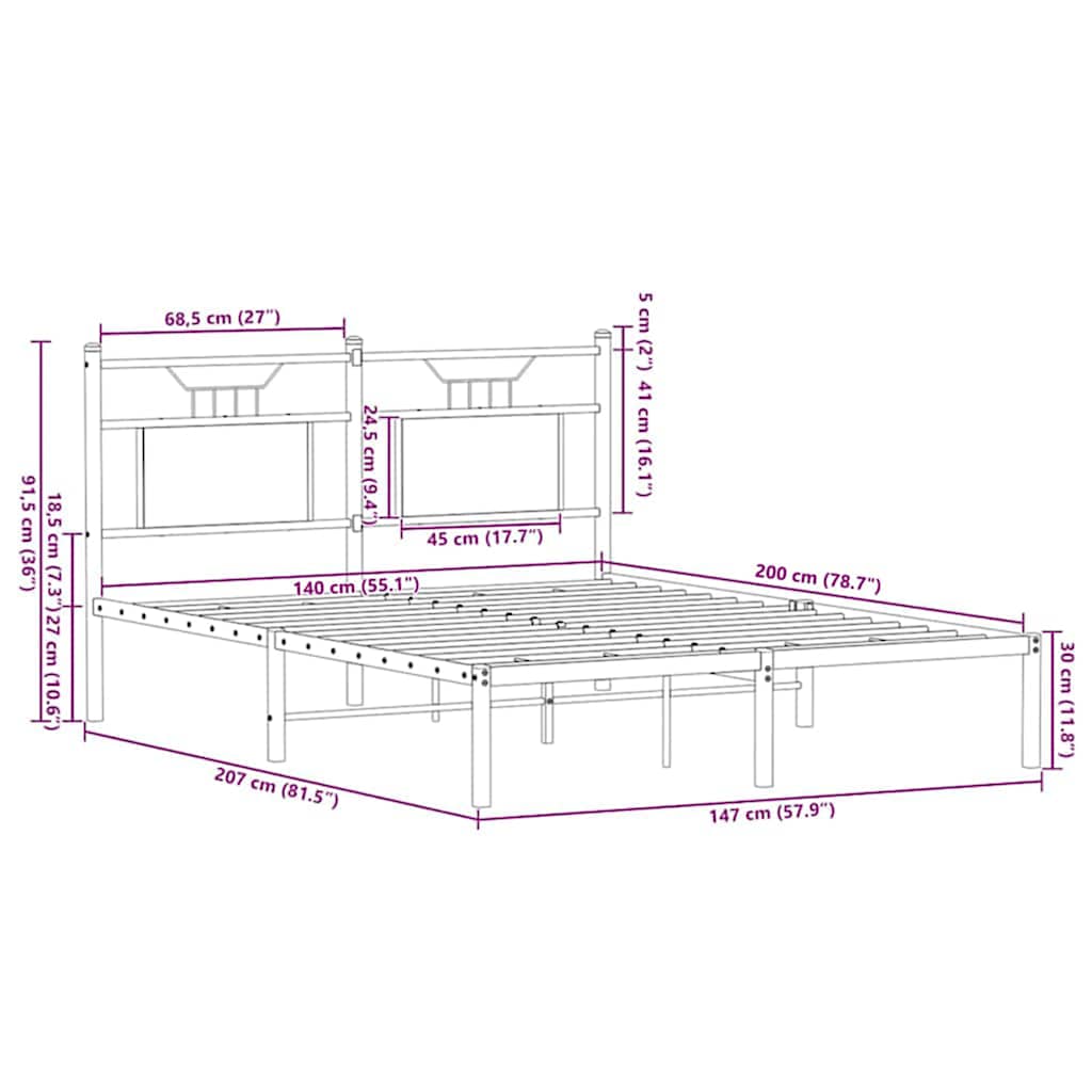Giroletto senza Materasso Rovere Marrone 140x200 cm Truciolato - homemem39