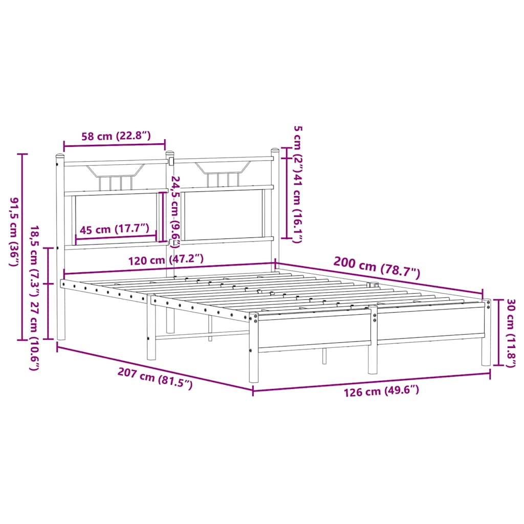 Giroletto senza Materasso Rovere Fumo 120x200 cm in Truciolato | homemem39