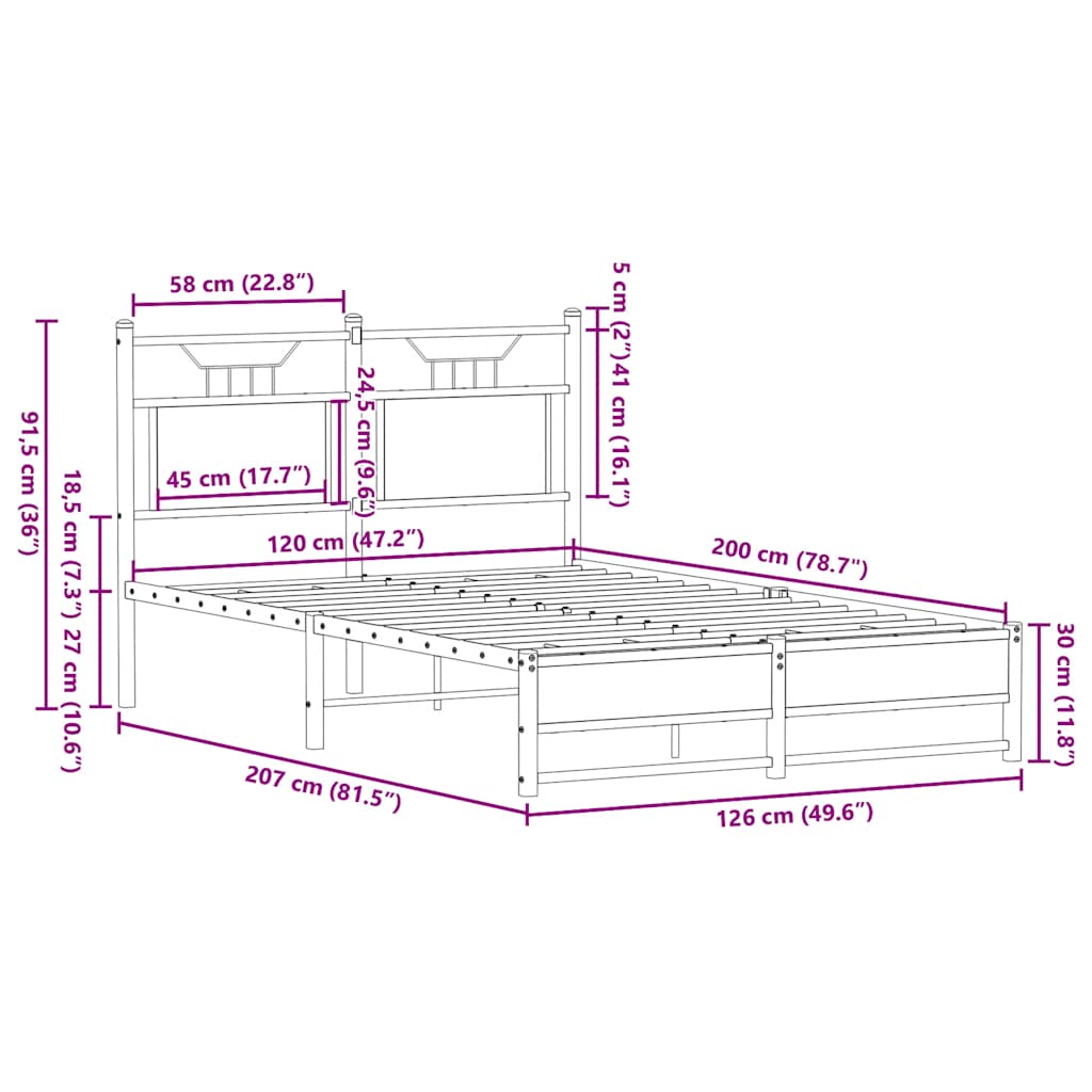 Giroletto senza Materasso Rovere Fumo 120x200 cm in Truciolato | homemem39