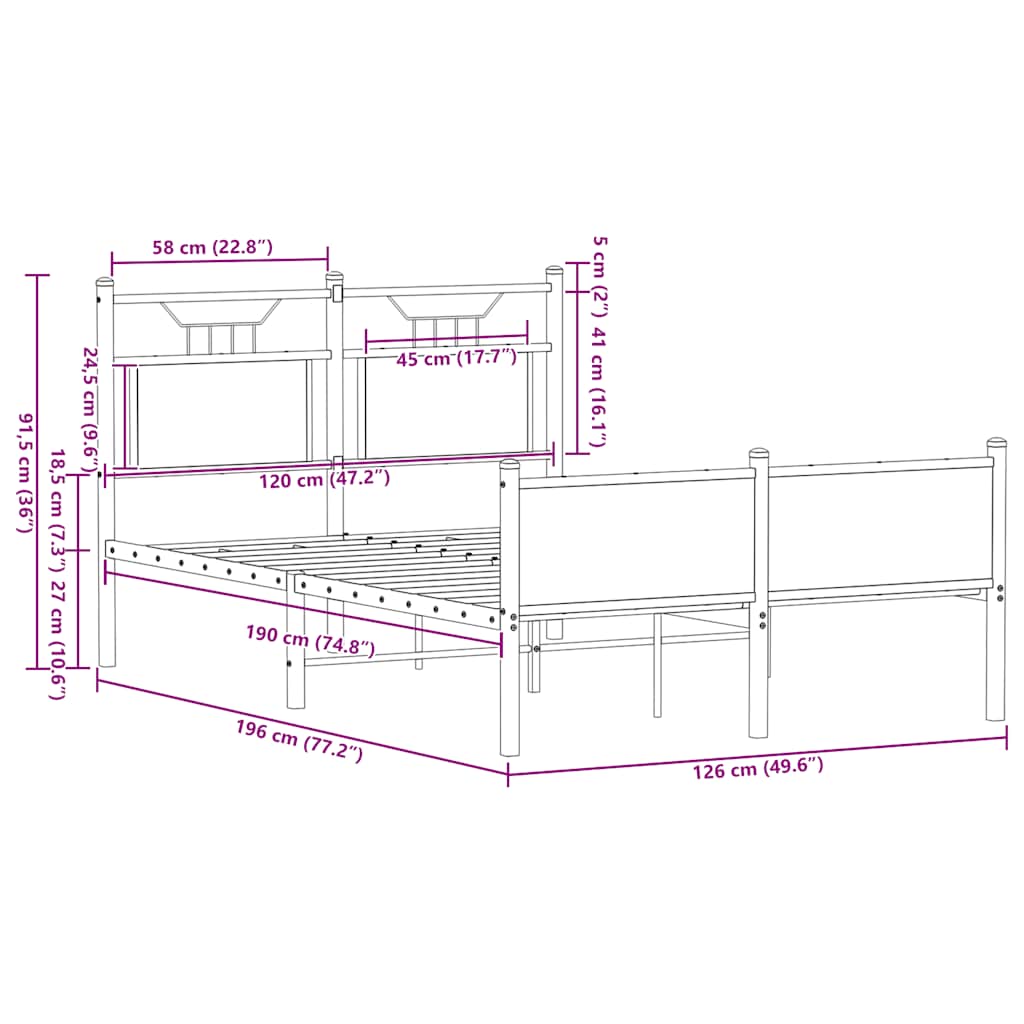 Giroletto senza Materasso Rovere Fumo 120x190 cm in Truciolato | homemem39