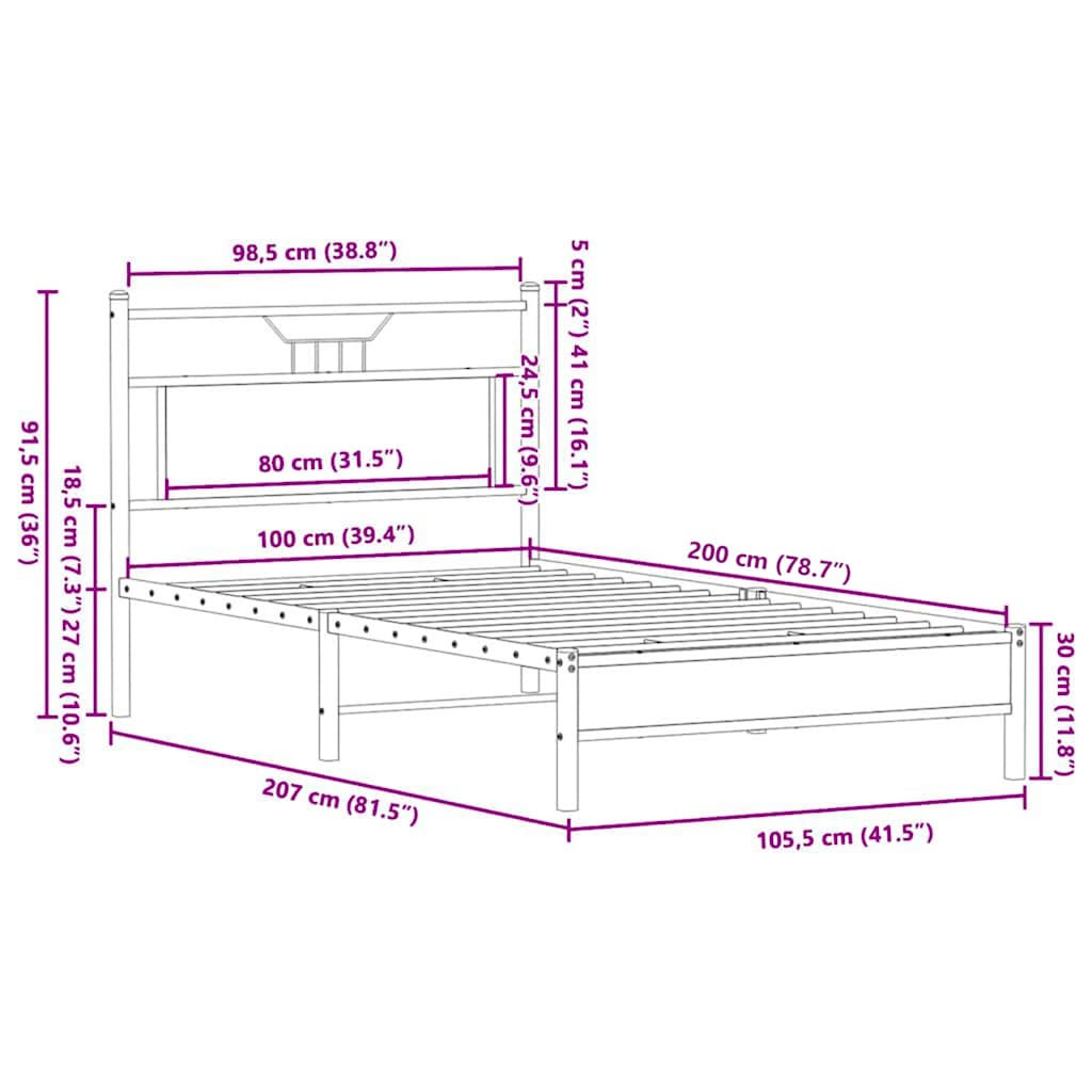 Giroletto senza Materasso Rovere Sonoma 100x200cm in Truciolato | homemem39