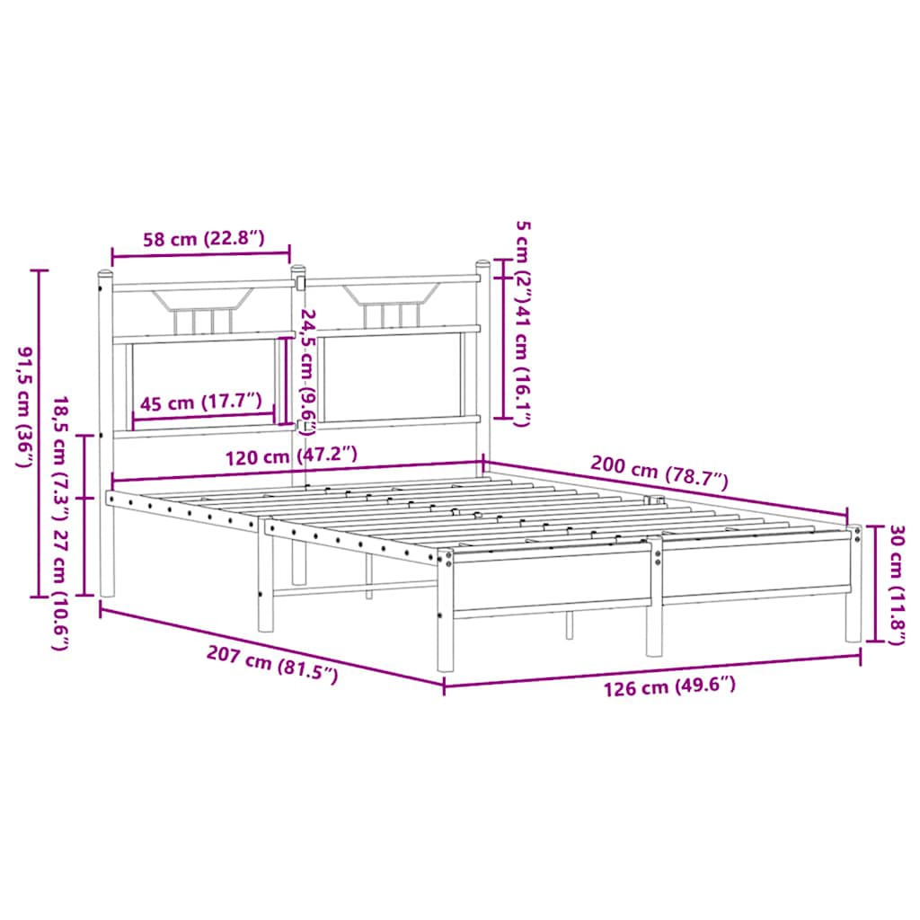 Giroletto senza Materasso Rovere Sonoma 120x200cm in Truciolato | homemem39