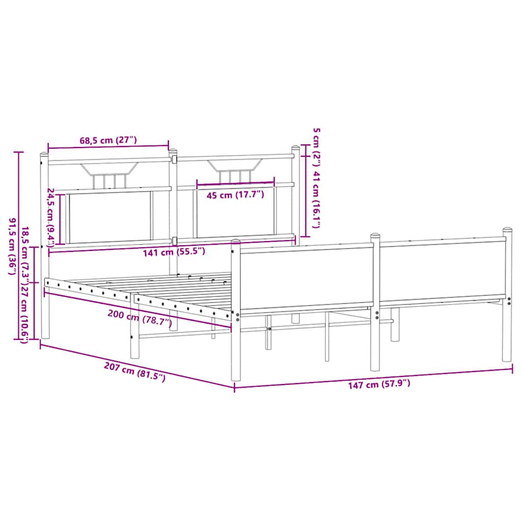 Giroletto senza Materasso Rovere Sonoma 140x200cm in Truciolato