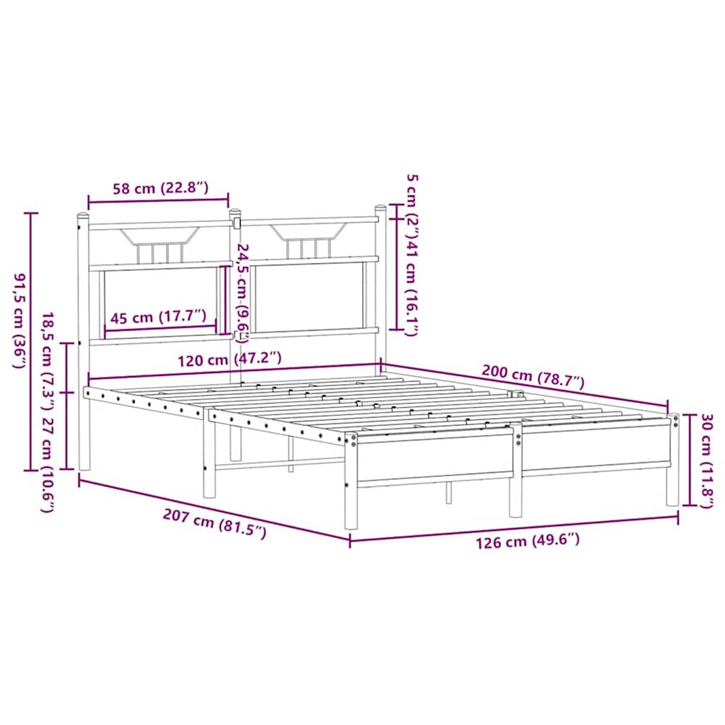 Giroletto senza Materasso Rovere Marrone 120x200 cm Truciolato | homemem39