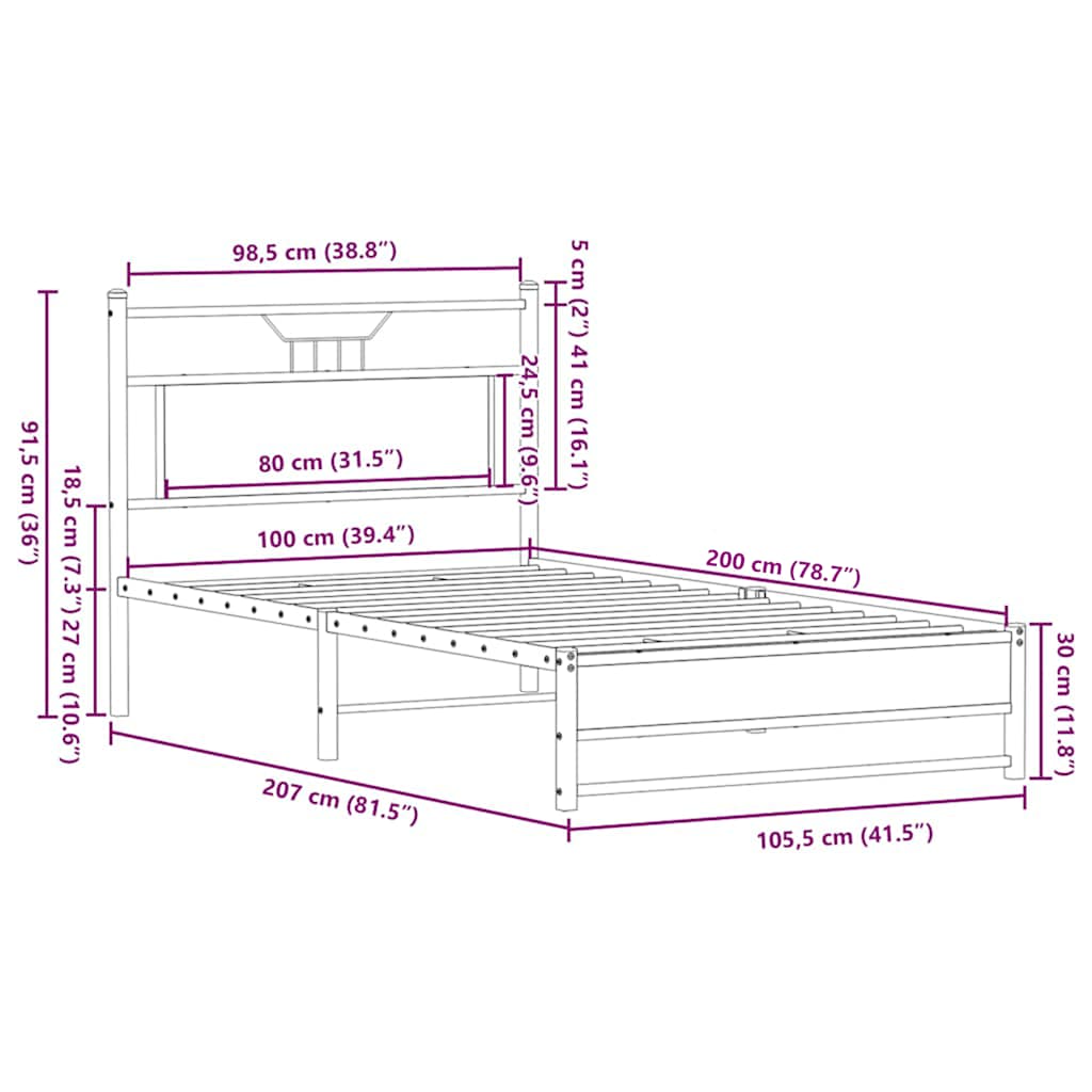 Giroletto senza Materasso Rovere Marrone 100x200 cm Truciolato | homemem39