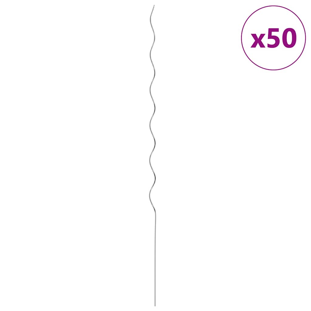 Sostegni a spirale per piante 50 pcs Argento 150 cm