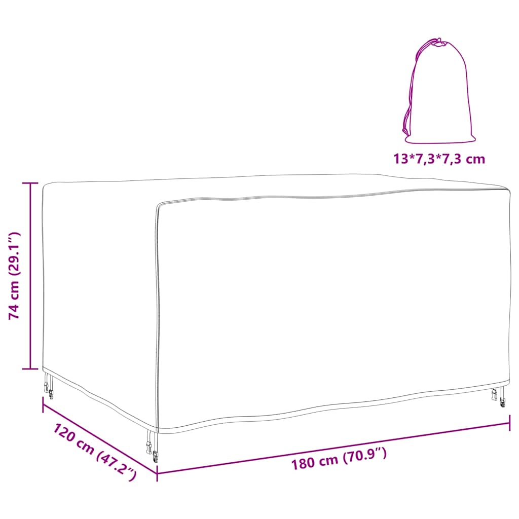 Copertura per mobili da esterno Nero 180 x 120 x 74 cm 600D