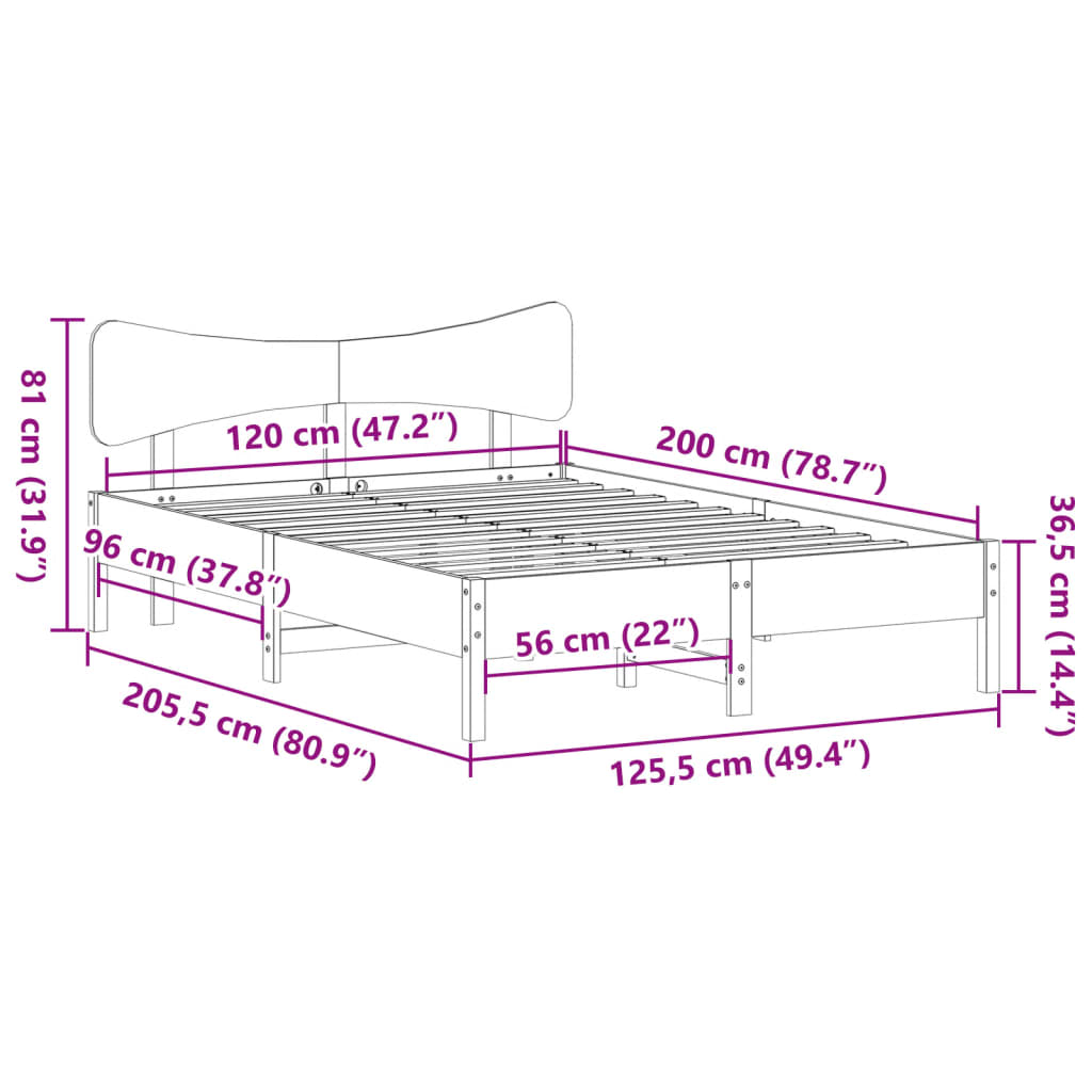 Giroletto senza Materasso Bianco 120x200 cm Legno Massello Pino | homemem39