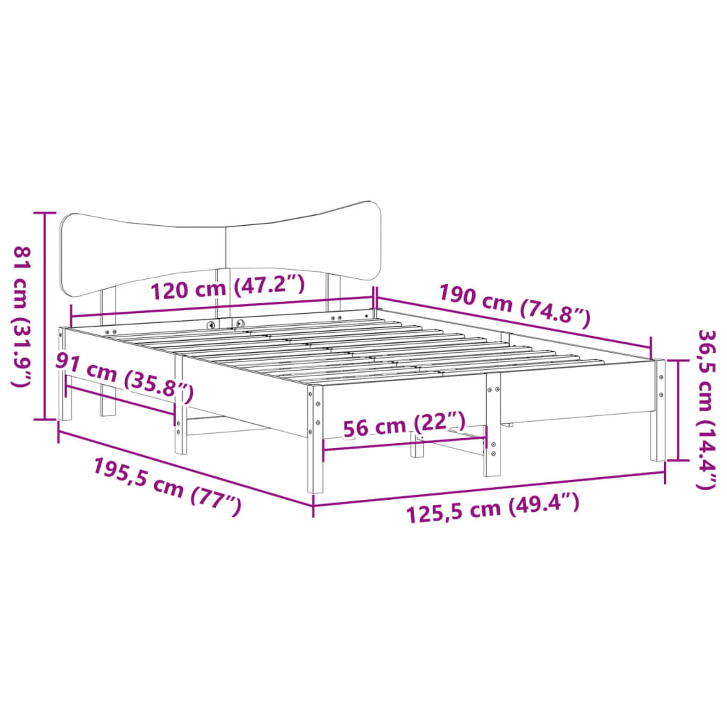 Giroletto senza Materasso Marrone Cera 120x190 cm Legno di Pino | homemem39