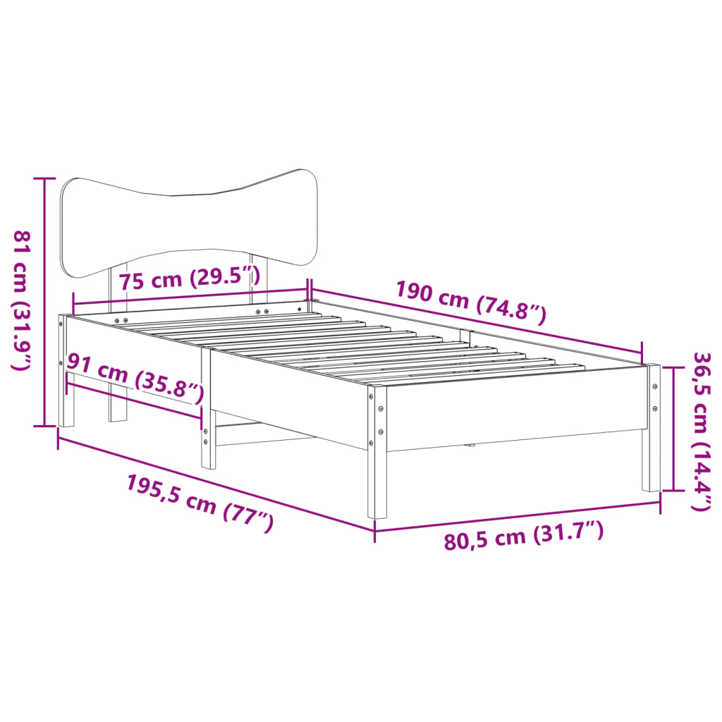 Giroletto senza Materasso Bianco 75x190 Legno Massello di Pino | homemem39