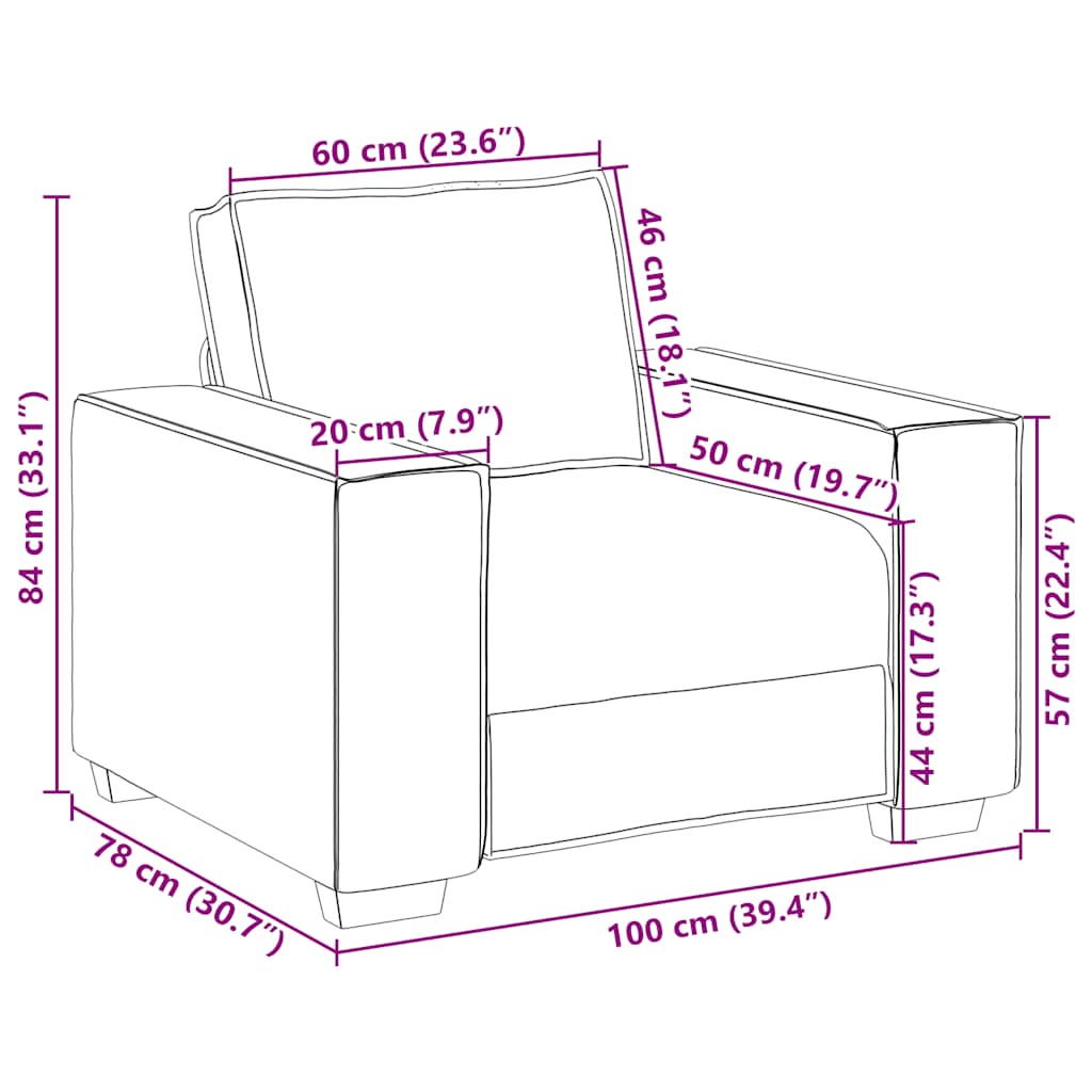 Poltrona Divano Grigio Nuvola 100x78x84 cm Tessuto | homemem39