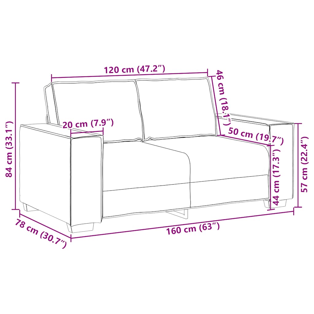Divano a 2 posti rosso vino 160x78x84 cm in tessuto | homemem39