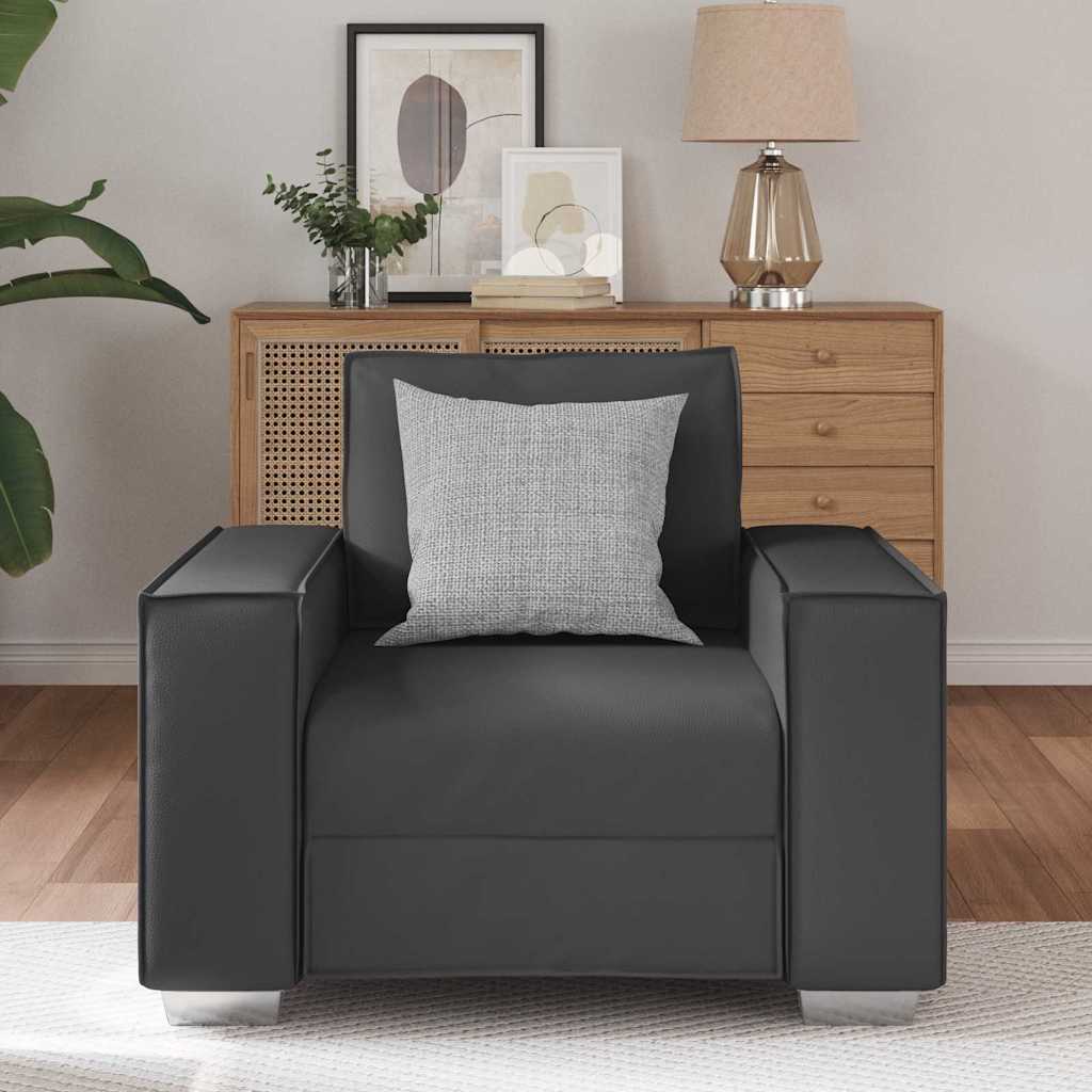 Poltrona Sofa 59 cm con cuscino Grigio Pelle sintetica