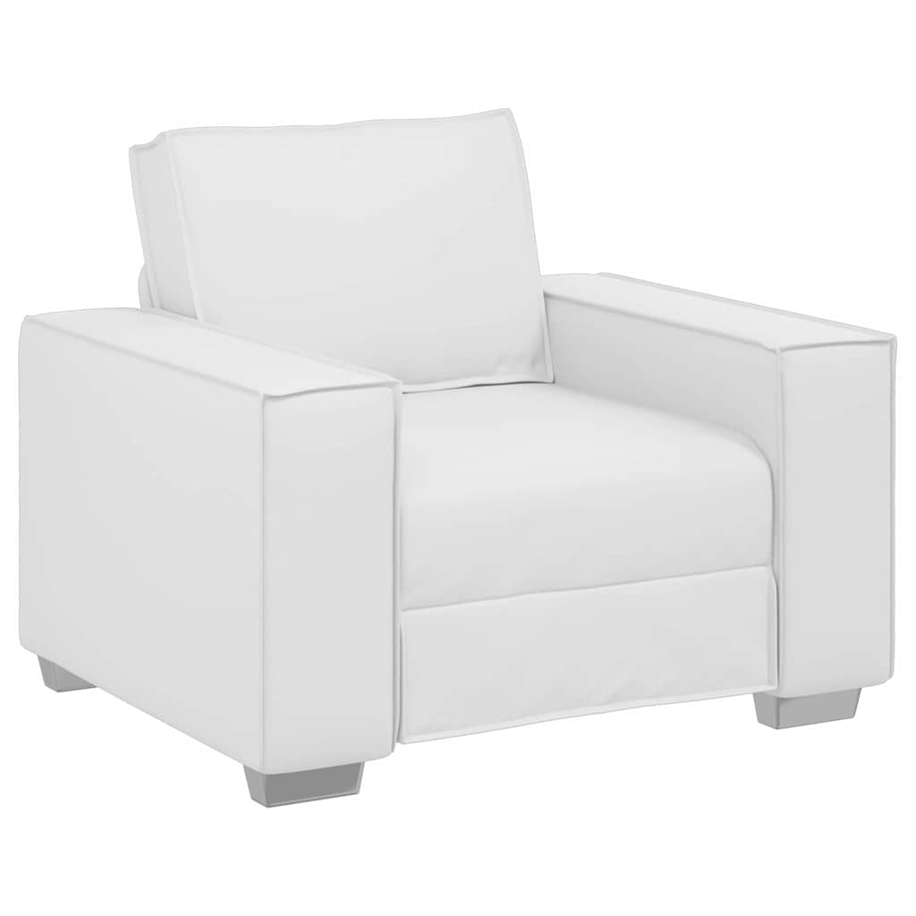 Poltrona Sofa 59 cm con cuscino Bianco Pelle sintetica