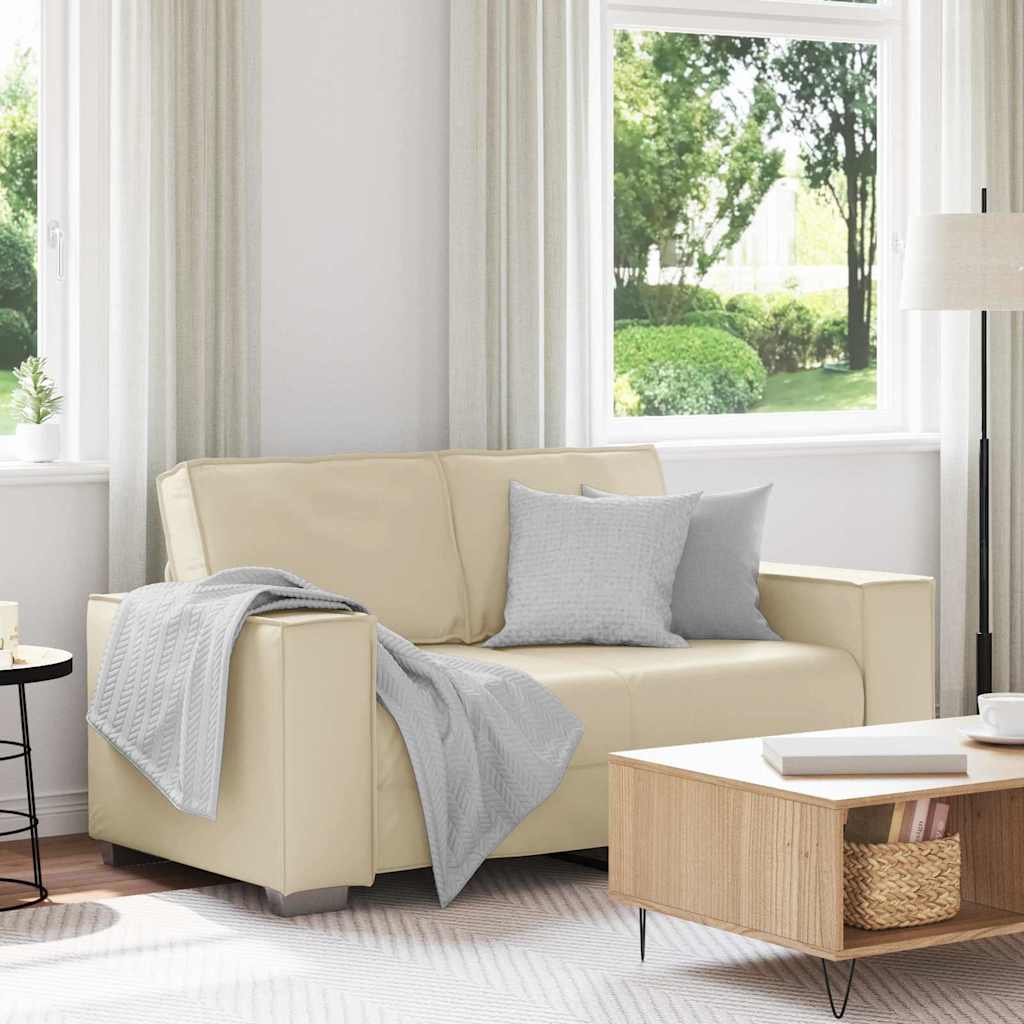 Divano Loveseat 120 cm con cuscino Crema Pelle sintetica