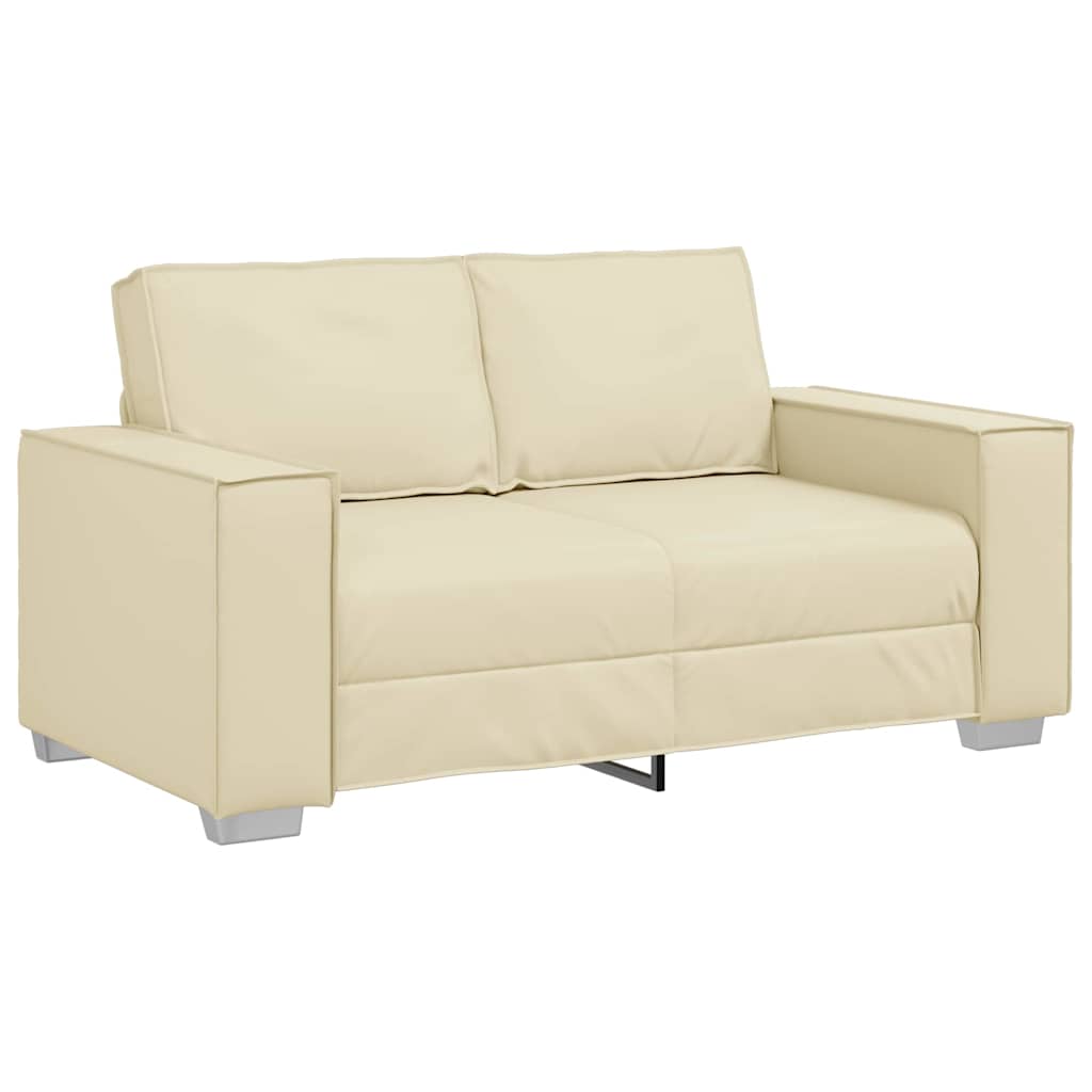 Divano Loveseat 120 cm con cuscino Crema Pelle sintetica