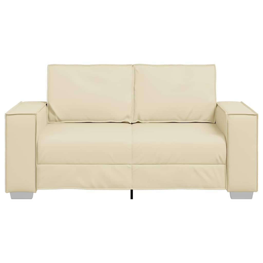 Divano Loveseat 120 cm con cuscino Crema Pelle sintetica