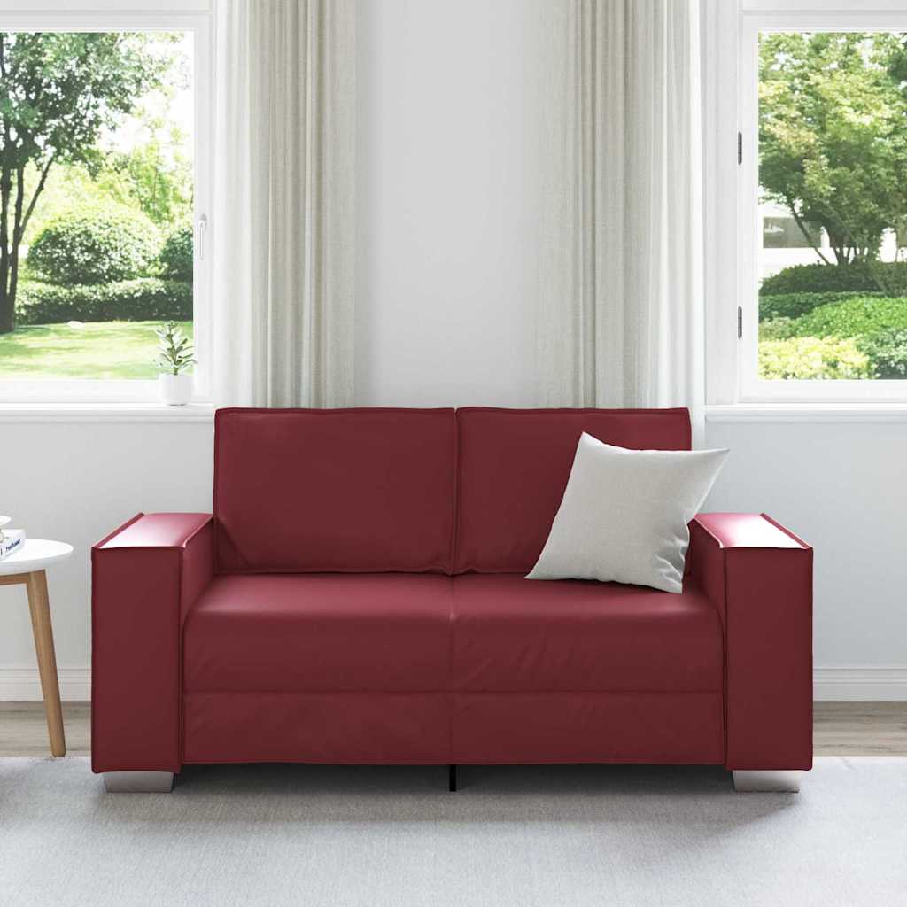 Loveseat 160 cm con cuscino Rosso vino Pelle sintetica