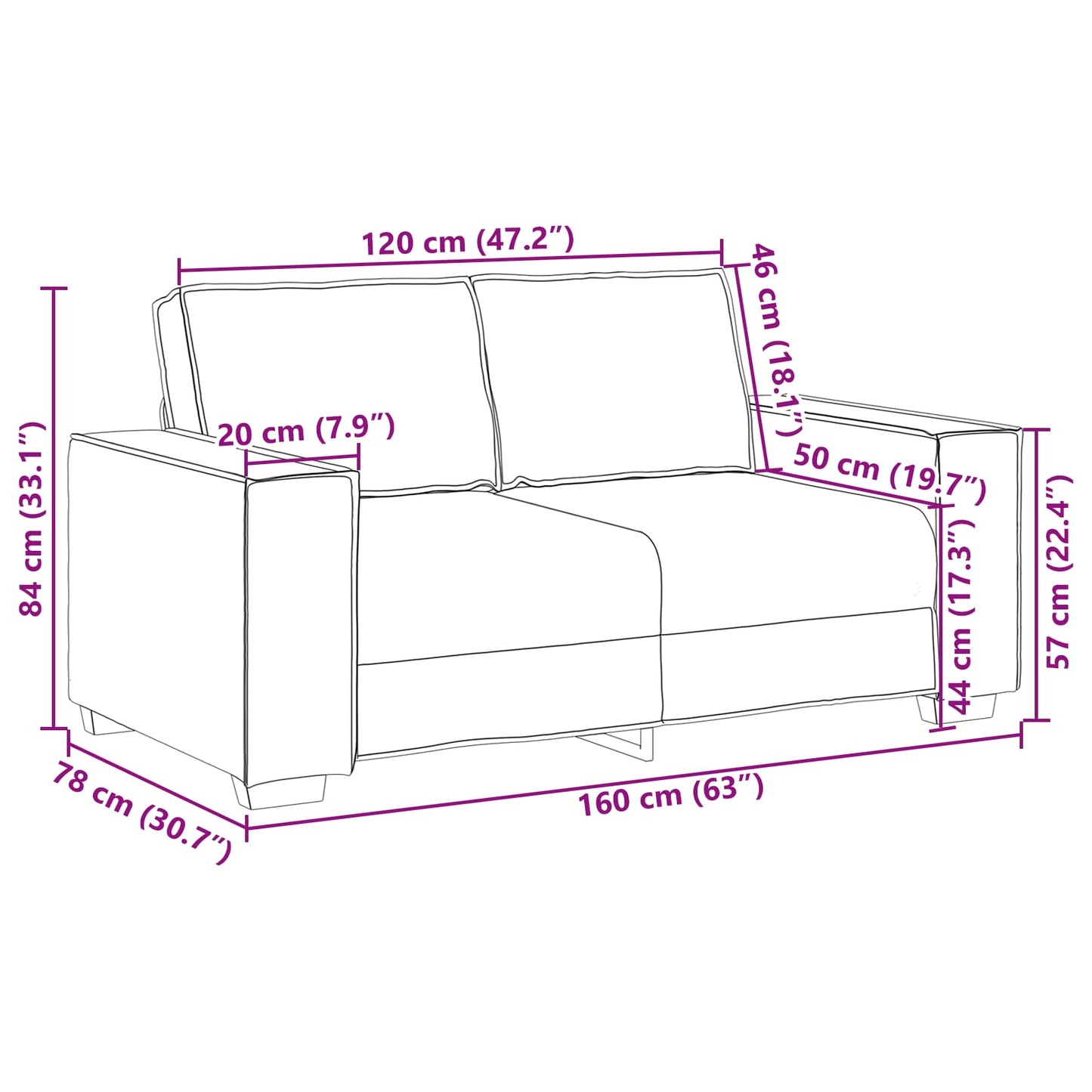 Divano a due posti Bianco 160 cm Pelle Sintetica | homemem39