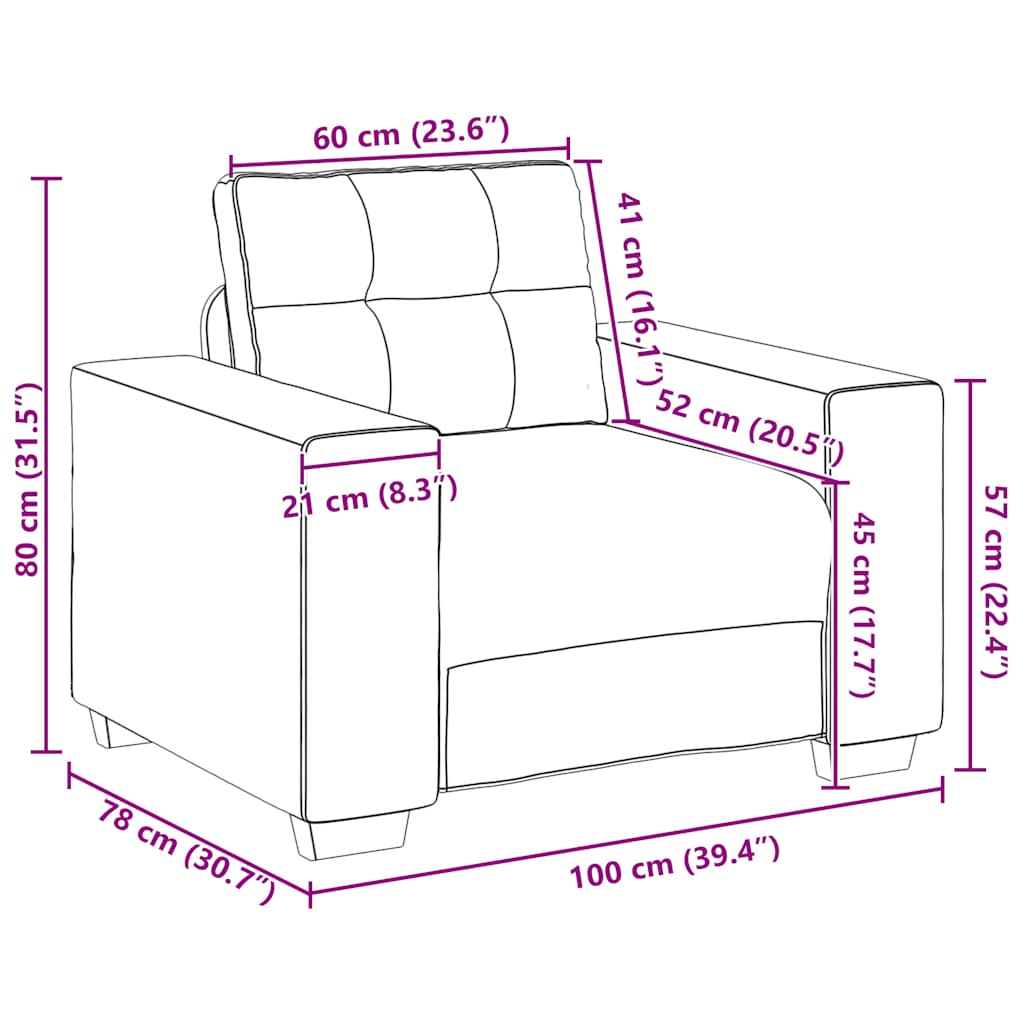 Divano Sedia Nero 100x78x80 cm in Tessuto | homemem39
