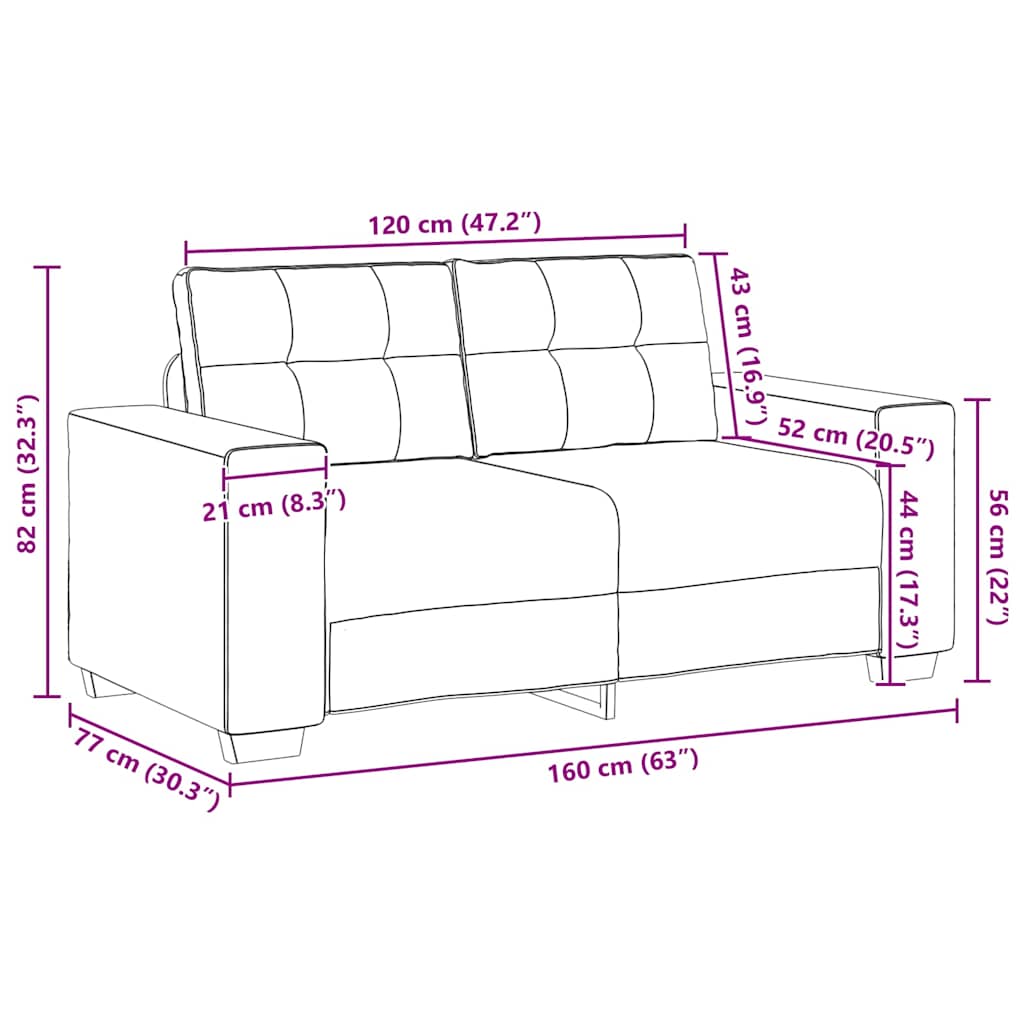 Divano Divanetto Grigio Scuro 160x77x82 cm in Tessuto | homemem39