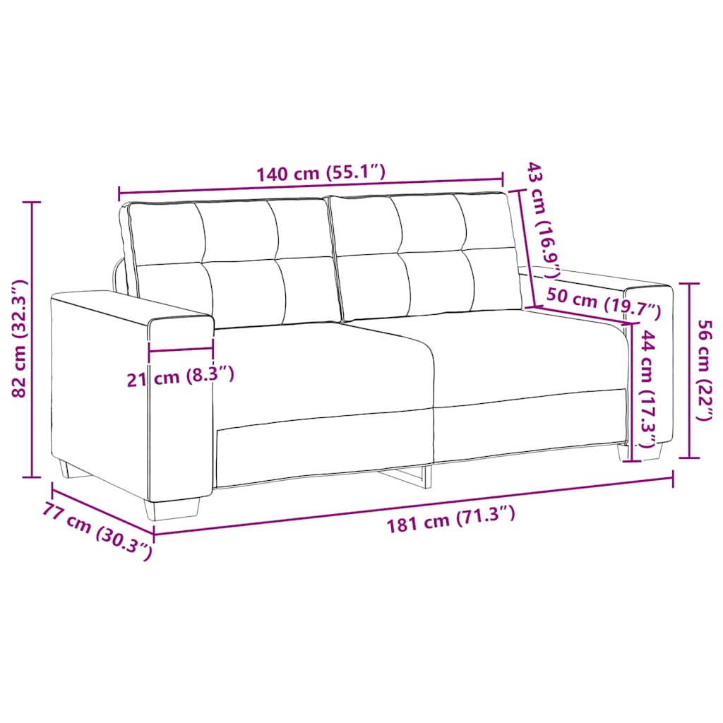 Divano Divanetto Grigio Chiaro 180x77x82 cm in Tessuto | homemem39