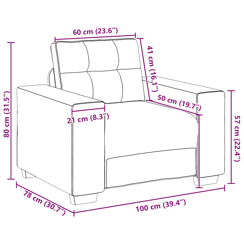 Divano Sedia Nero 100x78x80 cm Velluto | homemem39