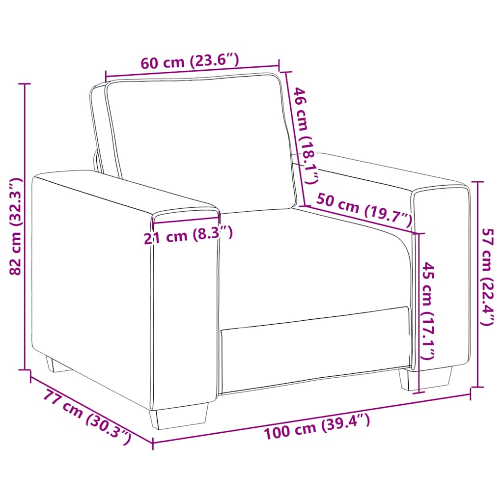 Poltrona Crema 100x77x82 cm in Tessuto | homemem39