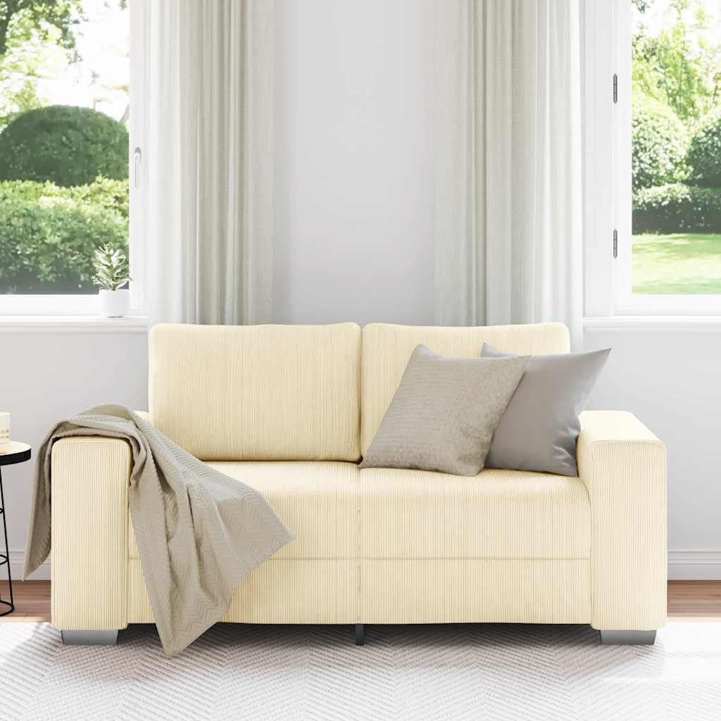 Divano Divanetto Crema 160x77x82 cm Tessuto di Velluto a Coste - homemem39