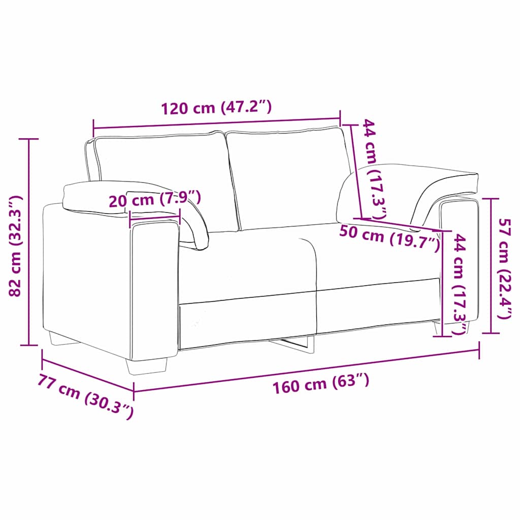 Divano a due posti Crema 160 cm Tessuto | homemem39