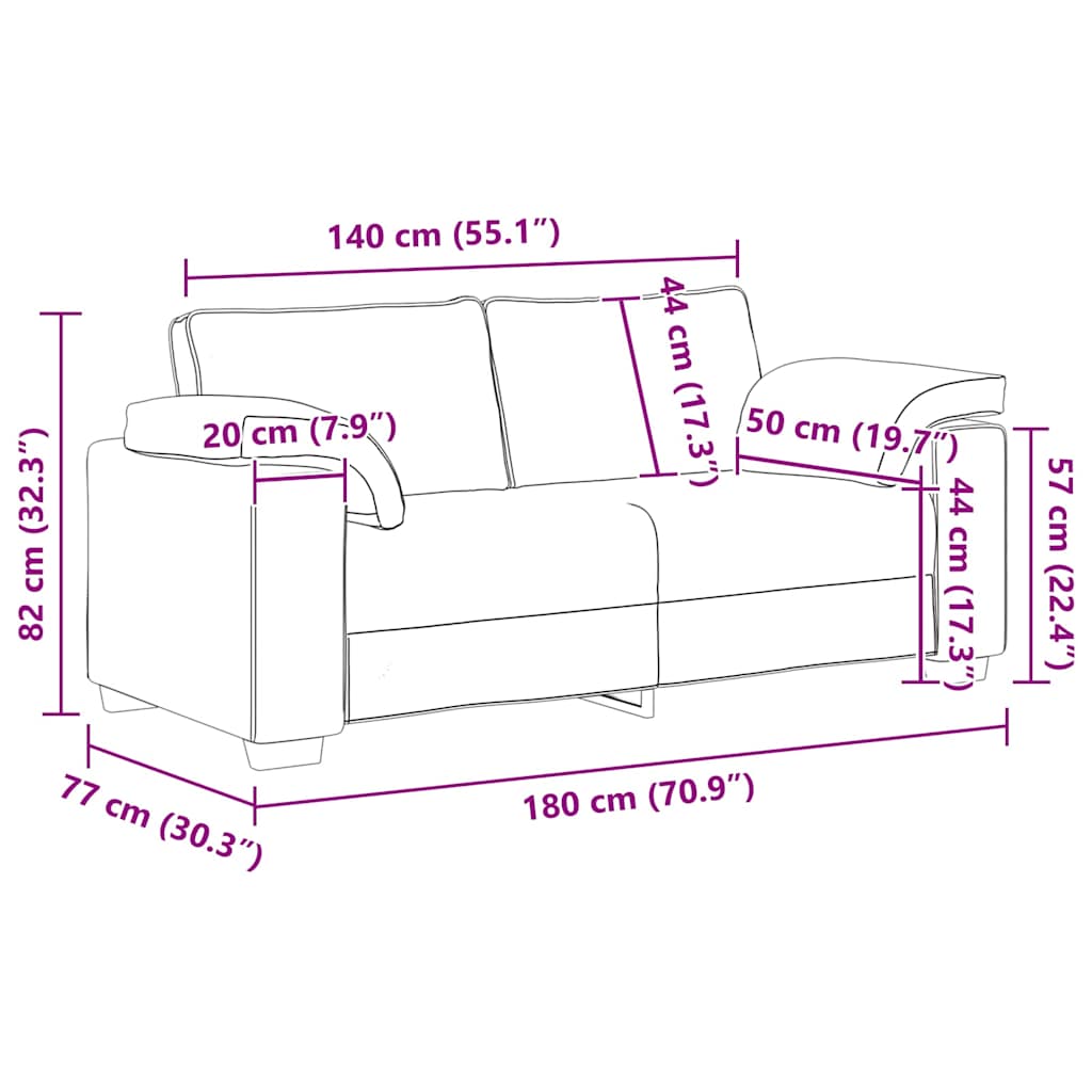 Divano a due posti Grigio chiaro 180 cm Tessuto | homemem39