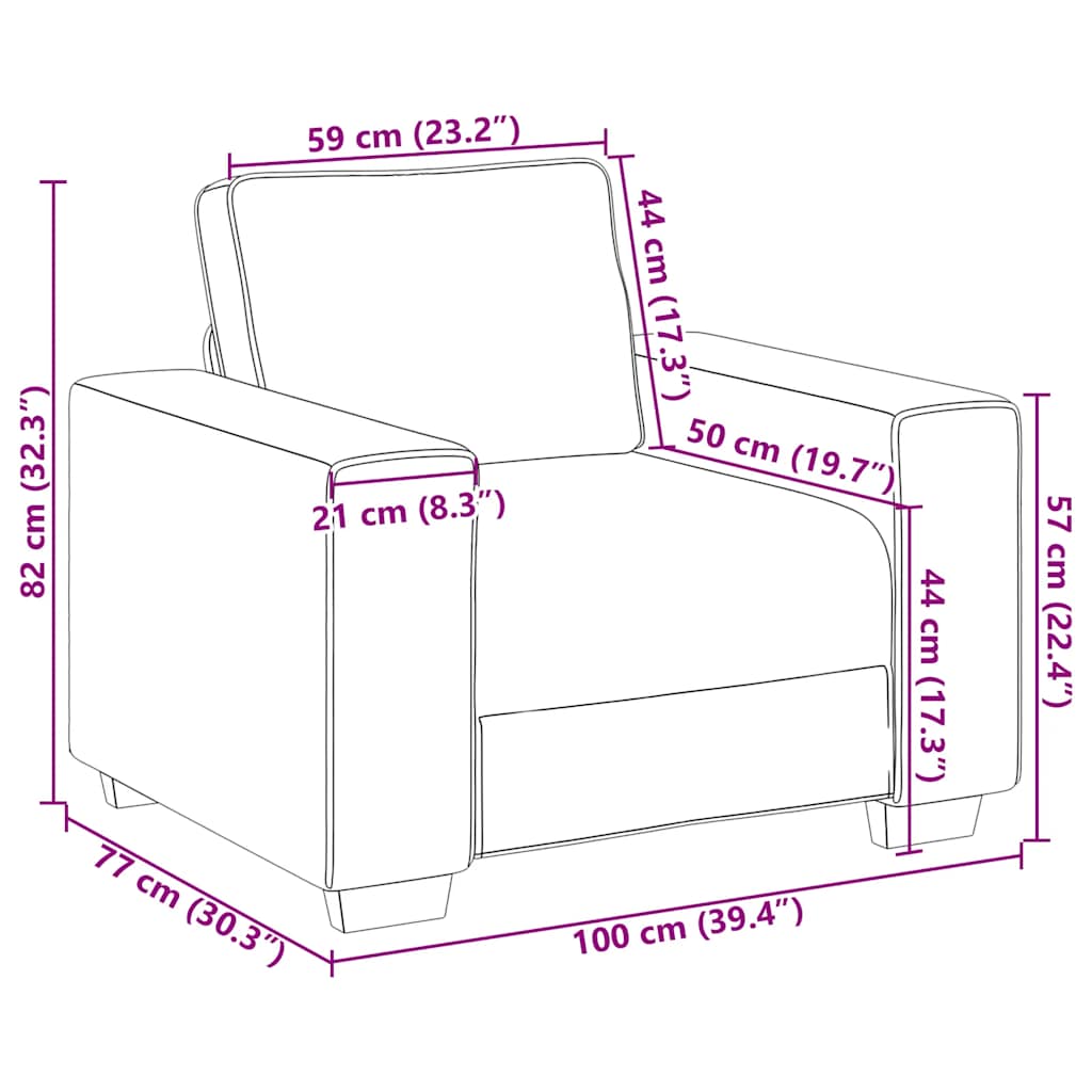 Divano Sedia Marrone 100x77x82 cm Velluto | homemem39