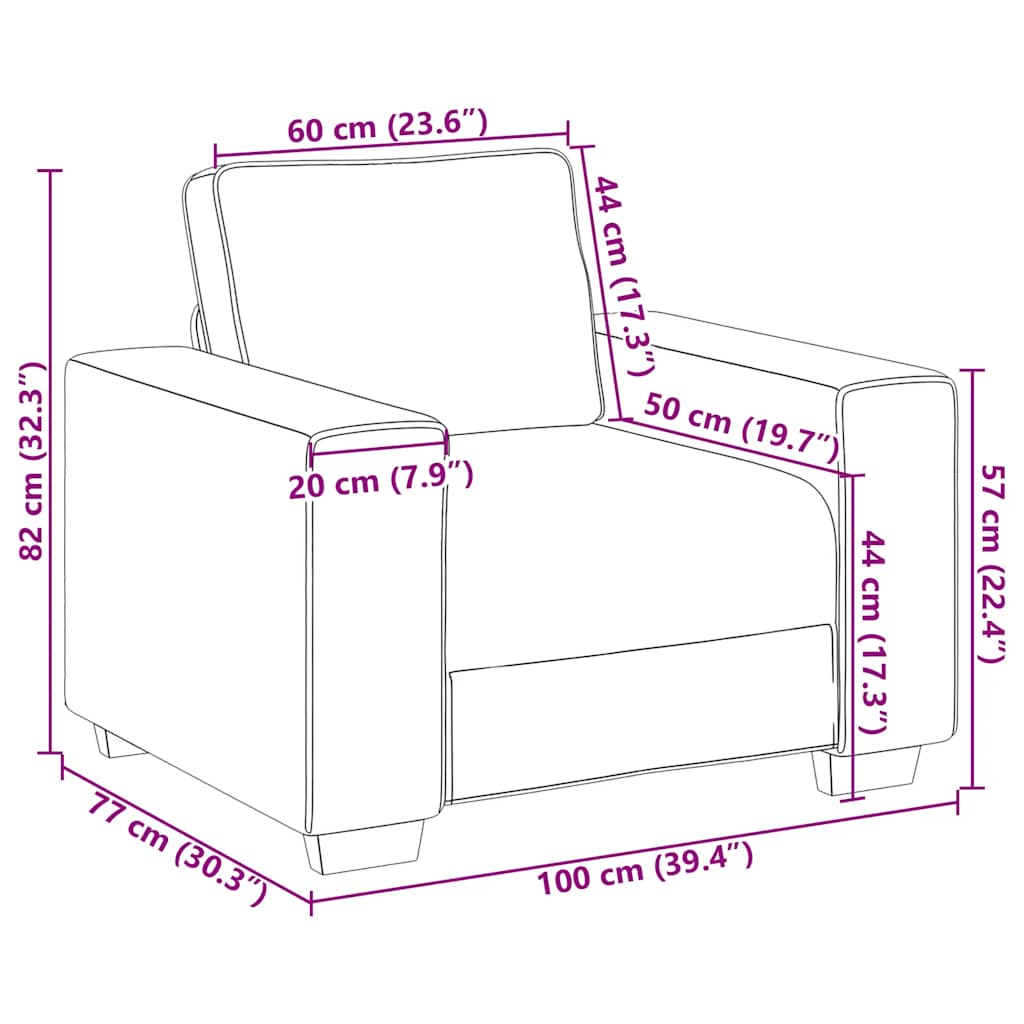 Divano Sedia Crema 100x77x82 cm Velluto | homemem39